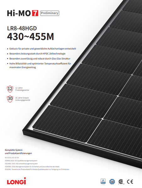 ОПТ Купити сонячну панель LONGi 445W LR8-48HGD-445M Hi-MO 7 (Black Frame, N-Type, Bifacial) SP0004 фото